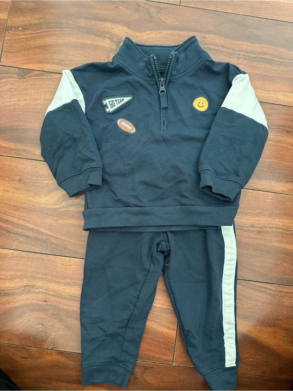 Carter's Navy and Gray Kids Jogger Set with Playful Patches
